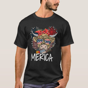 Merica Kühe Vintage US-Flagge Feuerwerk 4. Juli T-Shirt