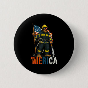 Merica Labour Day Feuerwehrmann Bigfoot Blue Colla Button