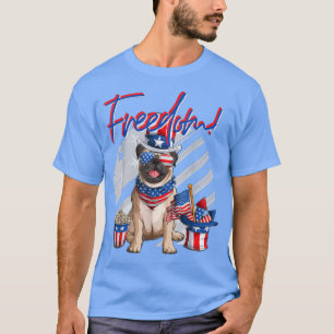 Merica Mops Hund 4. Juli American Flag T-Shirt