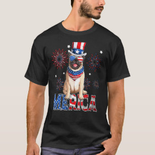Merica Mops Hund mit Sonnenbrille 4. Juli - Mops 4 T-Shirt