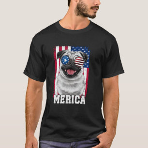 Merica Mops USA-Flagge Patriotisch 4. Juli Hunde L T-Shirt