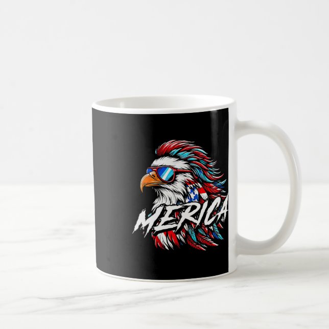 Merica Mullet Eagle Funny 4. Juli Kaffeetasse (Rechts)