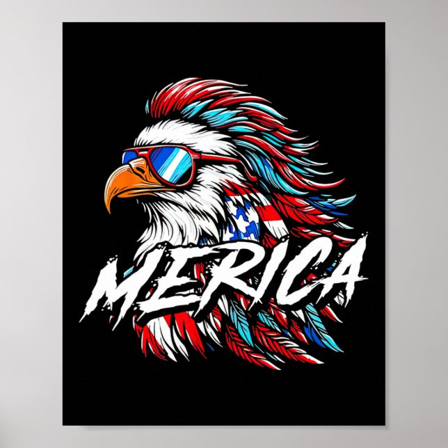 Merica Mullet Eagle Funny 4. Juli Poster (Vorne)