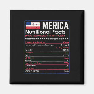 Merica Nutrition Fact Funny America 4. Juli Pa Magnet