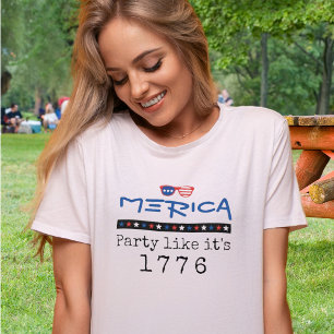 Merica Patriotic 4. Juli 1776 Party Sonnenbrille T-Shirt
