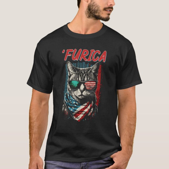 Merica Patriotic American Shorthair Furica 4th of  T-Shirt (Vorderseite)