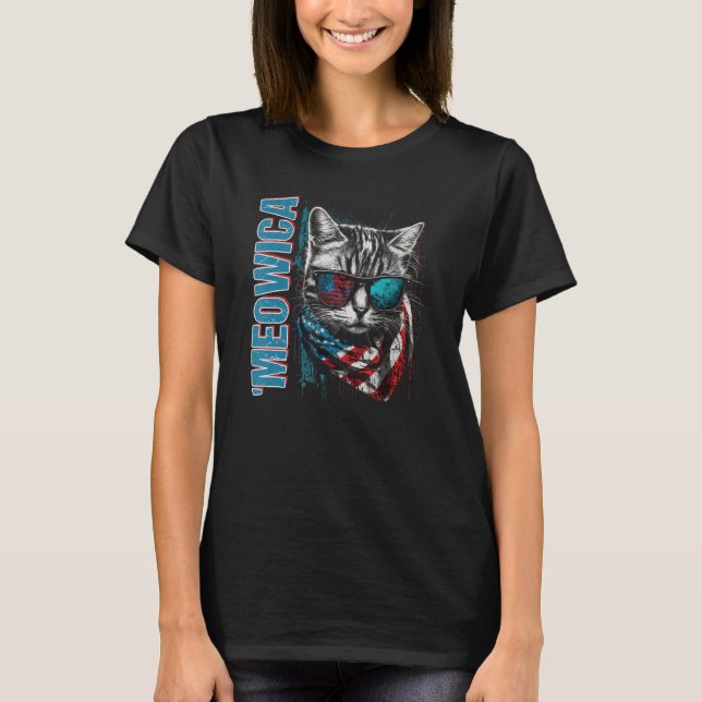 Merica Patriotic American Shorthair Meowica 4. T-Shirt (Vorderseite)