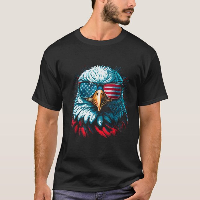 Merica Patriotic Bald Adler 4. Juli USA Amerika T-Shirt (Vorderseite)