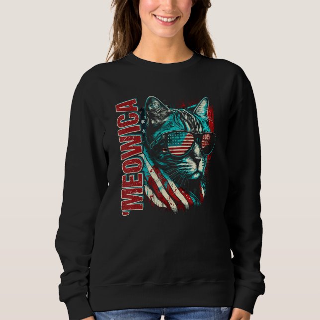 Merica Patriotic Bengal Cat Meowica 4th of July Ca Sweatshirt (Vorderseite)