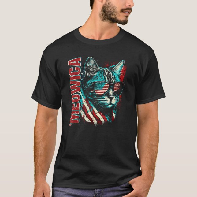 Merica Patriotic Bengal Cat Meowica 4th of July Ca T-Shirt (Vorderseite)