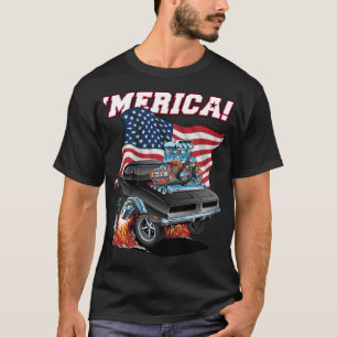 Merica Patriotic Classic Muscle Car mit USA Flag T-Shirt
