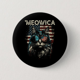 Merica Patriotic Maine Coon Cat Button