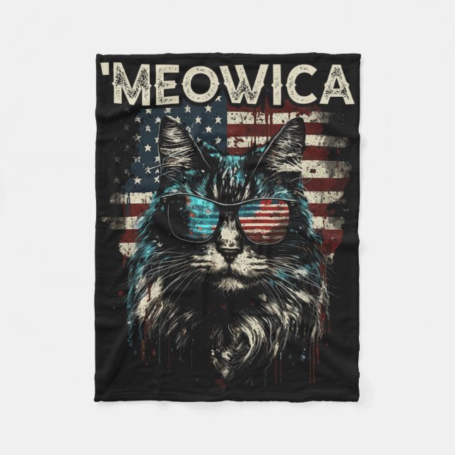 Merica Patriotic Maine Coon Cat Fleecedecke (Vorderseite)