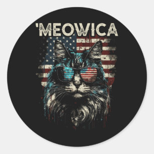Merica Patriotic Maine Coon Cat Runder Aufkleber