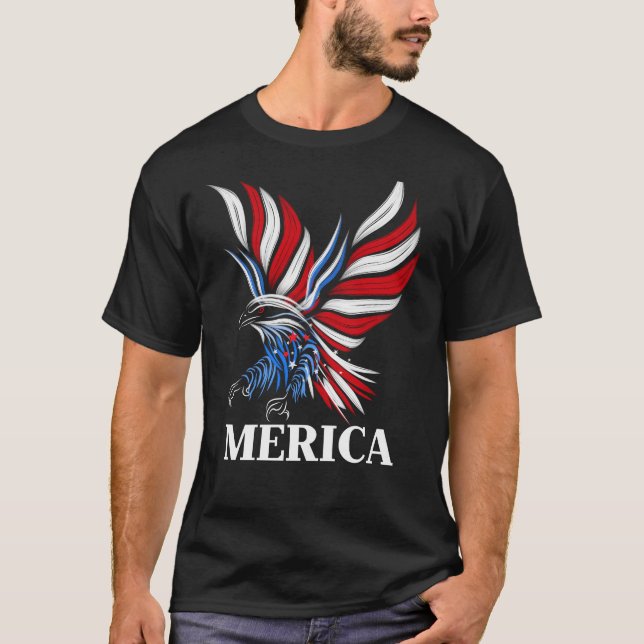 Merica Patriotic USA Adle of Freedom 4. Juli T-Shirt (Vorderseite)