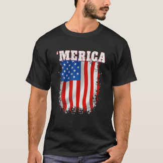 MERICA - Patriotisch erschütterte amerikanische Fl T-Shirt