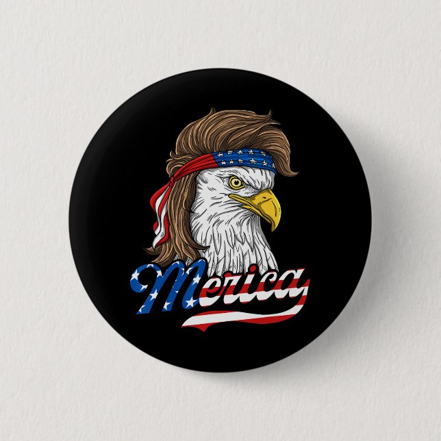 Merica - Patriotischer amerikanischer Adler der Fr Button (Vorderseite)
