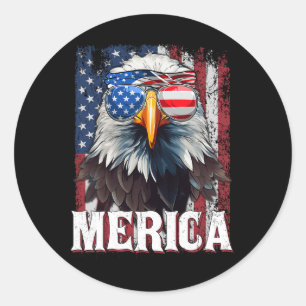 Merica - Patriotischer Usa-Adler Der Freiheit - 4. Runder Aufkleber