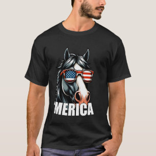 Merica Pferd Lustig Amerikanisch Patriotisch USA 4 T-Shirt