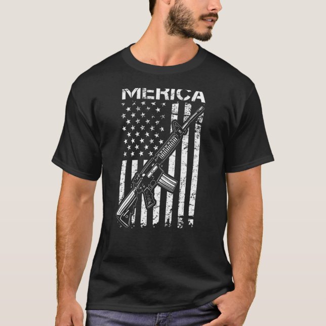 MERICA Pro Gun AR15 USA Flag 2. T-Shirt (Vorderseite)