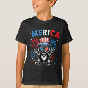 Merica Racoon 4. Juli Unabhängigkeitstag Amerika T-Shirt