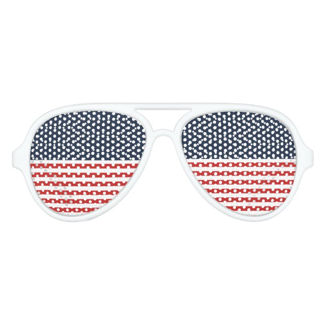 "Merica red White and Blue American Flag Partybrille (Vorderseite)