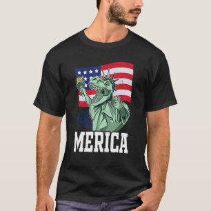 Merica Rex Lady of Liberty Independence Day 4. T-Shirt