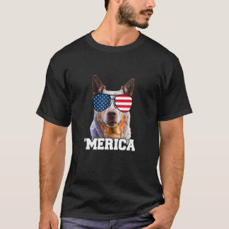 Merica Rinderhund Heeler Sonnenbrille USA Amerikan T-Shirt