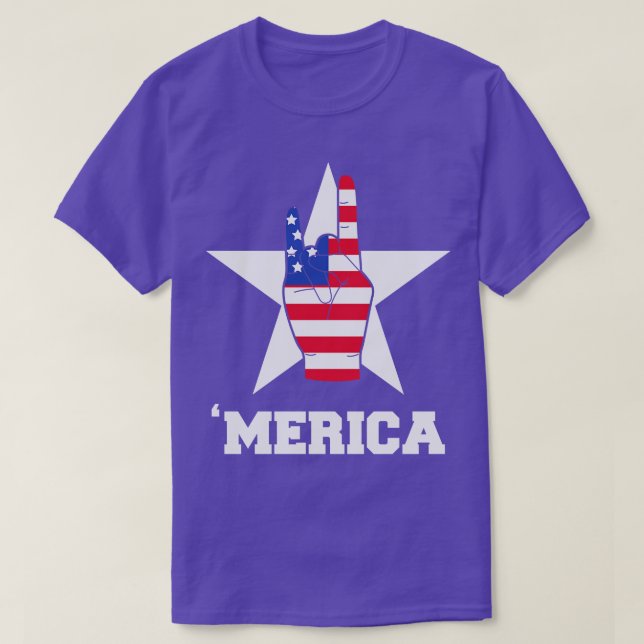 Merica Rock Sign 4. Juli Amerikaner T-Shirt (Design vorne)