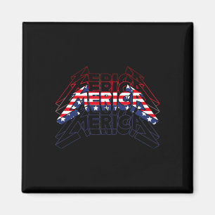Merica Rock Sign 4. Juli Vintage amerikanische Fla Magnet