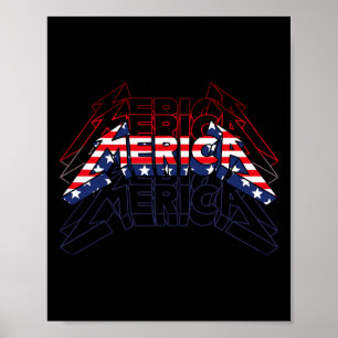 Merica Rock Sign 4. Juli Vintage amerikanische Fla Poster