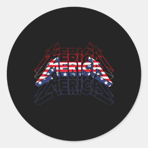 Merica Rock Sign 4. Juli Vintage amerikanische Fla Runder Aufkleber