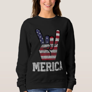 Merica Rock Sign 4. Juli Vintage amerikanische Fla Sweatshirt