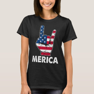 Merica Rock Sign 4. Juli Vintage amerikanische Fla T-Shirt