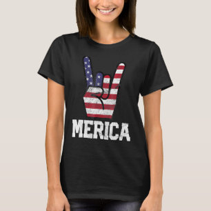 Merica Rock Sign 4. Juli Vintage amerikanische Fla T-Shirt