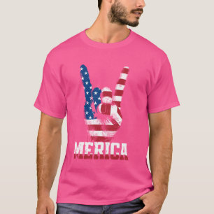 Merica Rock Sign 4. Juli Vintage amerikanische Fla T-Shirt