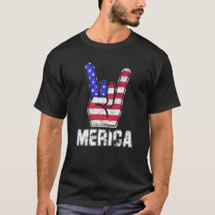 Merica Rock Sign 4. Juli Vintage amerikanische USA T-Shirt
