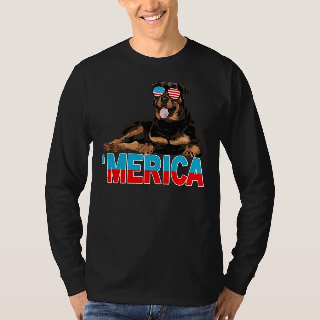 Merica Rottweiler American Flag Sonnenbrille 4. T-Shirt (Vorderseite)