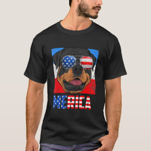 Merica Rottweiler Dog American Flag Sonnenbrille 4 T-Shirt