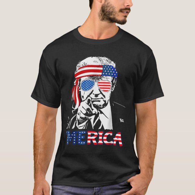 Merica Shirt glücklich 4. Juli Merica Trump (Vorderseite)