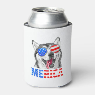 Merica Siberian Husky Hund American Flag 4. Jul Dosenkühler