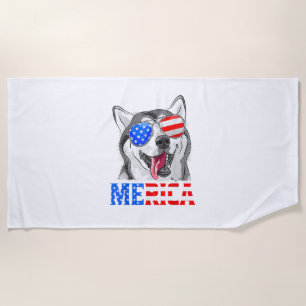 Merica Siberian Husky Hund American Flag 4. Jul Strandtuch
