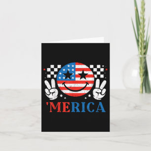 Merica Smile Face Rock American Flag Patriotic 4. Karte