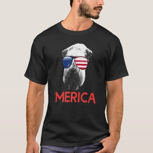 Merica Soft Coated Wheaten Terrier American Flag T-Shirt (Vorderseite)