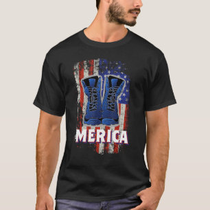 Merica Soldier Work Boots 4. Juli American Fla T-Shirt