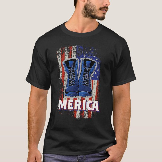 Merica Soldier Work Boots 4. Juli American Fla T-Shirt (Vorderseite)