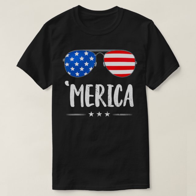 Merica Sonnenbrille 4. Juli Boys Girls USA Flag T-Shirt (Design vorne)