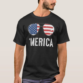 Merica Sonnenbrille 4. Juli Kinder Jungen Mädchen  T-Shirt