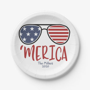 Merica Sonnenbrille 4. Juli Papierplatte Pappteller