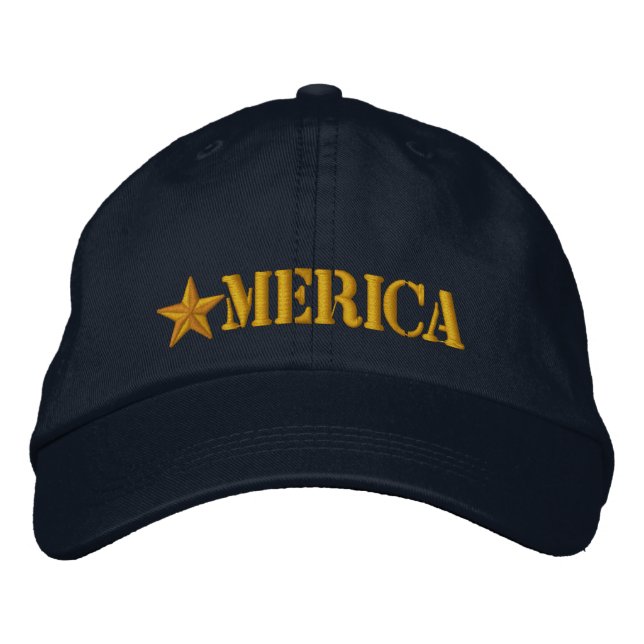 Merica Star Bestickte Baseballkappe (Vorderseite)